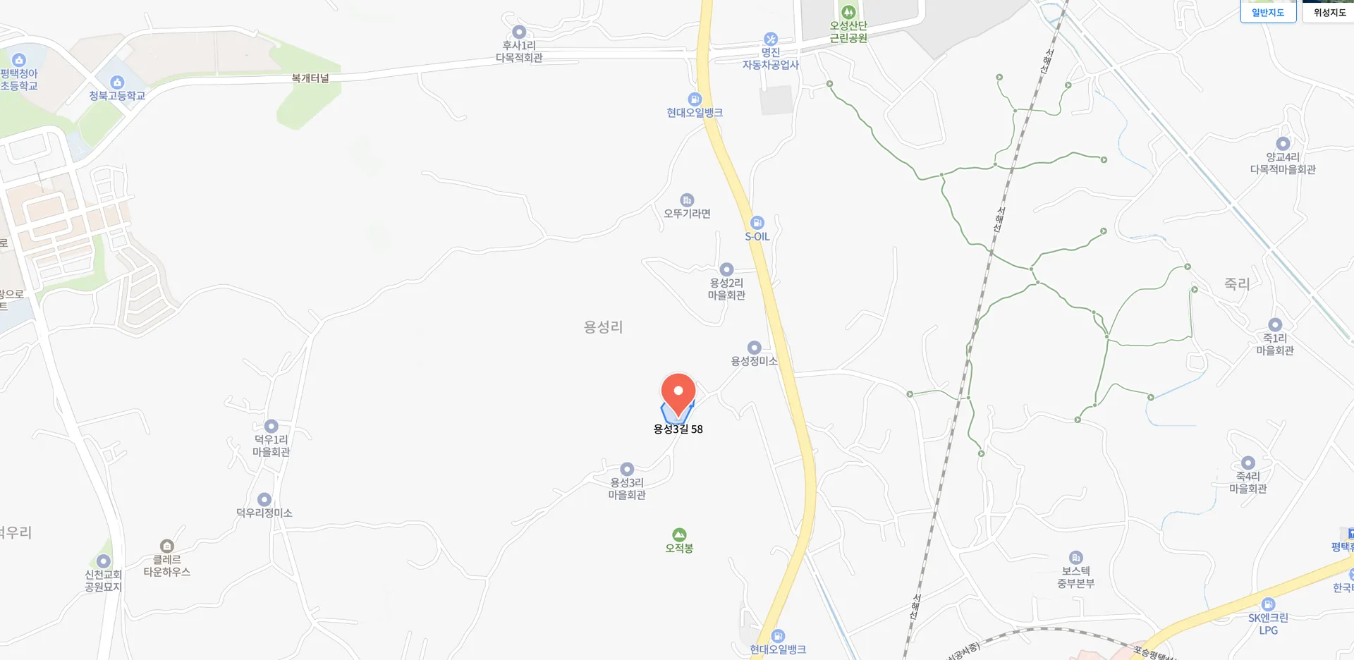 (주)신성 위치 지도 - 경기도 평택시 안중읍 용성3길 58, 비동
